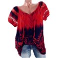 thumbnail image 1 of Blouse Grande Taille Femme Manches Courtes Col en V Dentelle Imprimée Hauts en Dentelle T-Shirt Ample Blouse Hauts Robe Blouses pour Femmes en Liquidation, 1 of 7