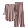 thumbnail image 2 of Weiqiqre Pyjamas pour Femmes Pyjamas Rafraîchissants Ensembles d'Été Assortis Manches Courtes Ensemble de Détente Femmes, 2 of 3