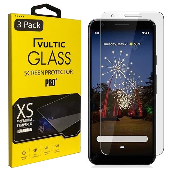 Vultic [3 Pack] Protecteur d'Écran pour Google Pixel 3a TG [Compatible avec Étui], Film en Verre Trempé