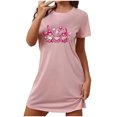 thumbnail image 1 of Pyjama en Coton pour Femmes, Chemises de Nuit pour Femmes, Doux, Confortable, Léger, Manches Courtes, Robe de Nuit Confortable pour Dames, Robe de Nuit à Imprimé Cœur, Robes pour Femmes, Tenue de Nuit, Robe S, 1 of 5