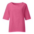 thumbnail image 4 of Blouses, Hauts et T-Shirts pour Femmes Grande Taille en Liquidation Femmes Dames Manches Raccourcies Col Rond Coton Chemise Ample Blouse, 4 of 7