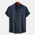 thumbnail image 1 of SDNall Chemise Décontractée pour Homme Unie à Col Rabattu à Manches Courtes avec Fermeture à Boutons Blouse Hawaïenne, 1 of 1