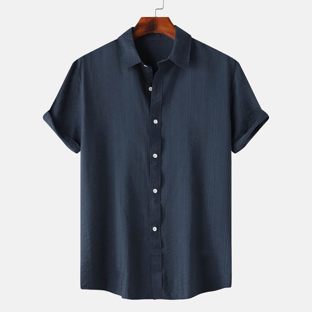 SDNall Chemise Décontractée pour Homme Unie à Col Rabattu à Manches Courtes avec Fermeture à Boutons Blouse Hawaïenne