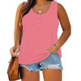 thumbnail image 2 of Timegard Tank Tops for Women Plus Size Round Neck Button Sleeveless Comfy Casual Loose Tops Basic Tee, 2 of 6