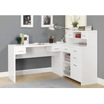 Monarch Specialties Bureau d'ordinateur, Bureau à la maison, Coin, Gauche, Installation droite, Tiroirs de rangement, Forme L, Travail, Ordinateur portable, Stratifié, Blanc, Contemporain, Moderne