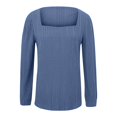 thumbnail image 4 of Meichang Cyber and Monday Deals, Puff Long Sleeve Shirts for Women Plus Size Square Neck Ribbed Knit Tops Solid Loose Fit Side Slit Hem Blouses Spring Trendy Women Tunic Tops, 4 of 4