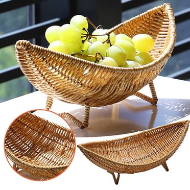 Wolfast Modern Coffee Tables for Living Room Fruit Plates Plastic Rattan Living Room Coffee Table Snack Basket Home Tea Plates Storage Coffee Tables for Living Room