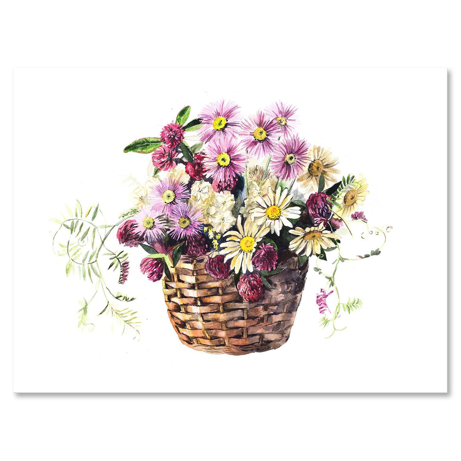Designart Bouquet De Fleurs De Prairie Dans Le Panier Art mural sur toile