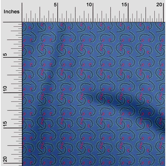 oneOone Silk Tabby Fabric Leaves & Swirl Block Printed Craft Fabric BTY 42 Inch Wide
