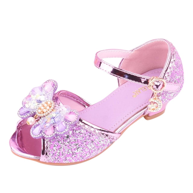 MIASHUI Chaussures de Fille Robe Chaussures de Princesse Mary Jane Talons Bas Paillettes Fête Mariage Chaussures, Violet, 9-9,5 Ans