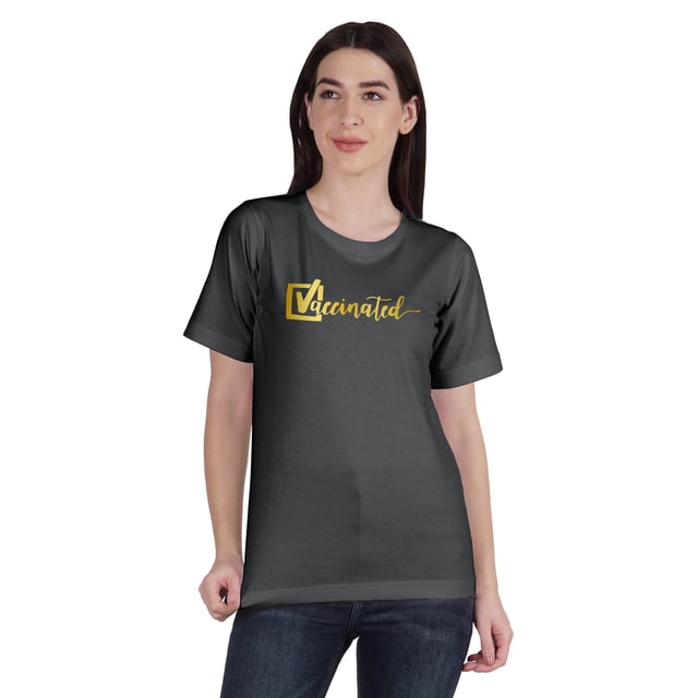 Inkmeso T-shirt à Col Rond Vacciné Pro-Vaccin en Coton pour Femmes