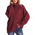 thumbnail image 1 of Qertyioot Chandails Surdimensionnés pour Femmes Col Roulé Mode Manches Longues Chandail Décontracté, 1 of 7