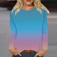 thumbnail image 1 of Hauts Multicolores pour Femmes Hauts d'Automne pour Femmes Col Rond Manches Longues Chemises Ourlet Fendu Tendance Coupe Ample Blouses Imprimées Décontractées Pull-Over pour Sortir, 1 of 6