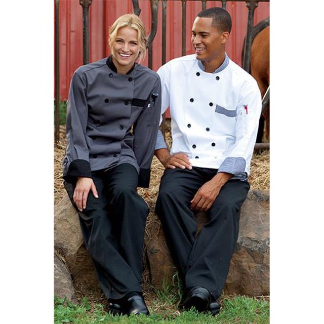 Uncommon Threads 0404-6409 Newport Chef Coat 10 Buttons in Slate/Black Trim - 5XLarge