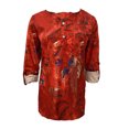 thumbnail image 4 of Mode Femmes Décontracté Vintage Imprimé Col en V Manches Longues Chemise Blouse Hauts, 4 of 5