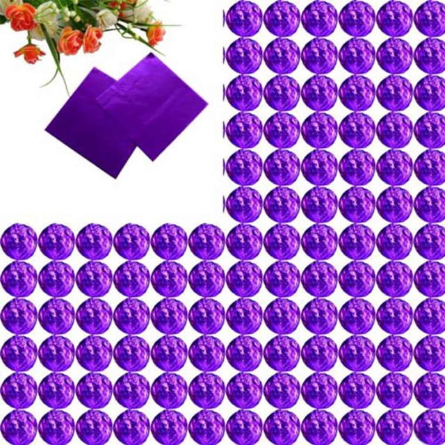 QualitChoice 100 Square Aluminum Foil Wrappers for Chocolate Sweets Candy Confectionery purple 1Set