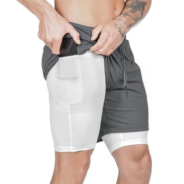 TopLLC Mens Shorts, Men's Trousers Half Shorts Pants Men's Double Layer Sports Shorts Gym And Training Quick Dry Five Pants