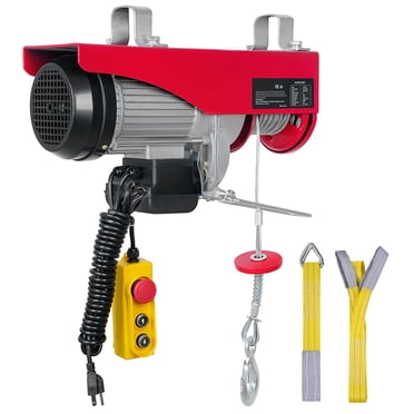 KFFKFF Electric Hoist, 880 lbs Lifting Capacity, 850W 110V Electric Steel Wire Winch with 14ft Wired Remote Control, 40ft Single Cable Lifting Height & Pure Copper Motor, for Garage Warehouse Factory