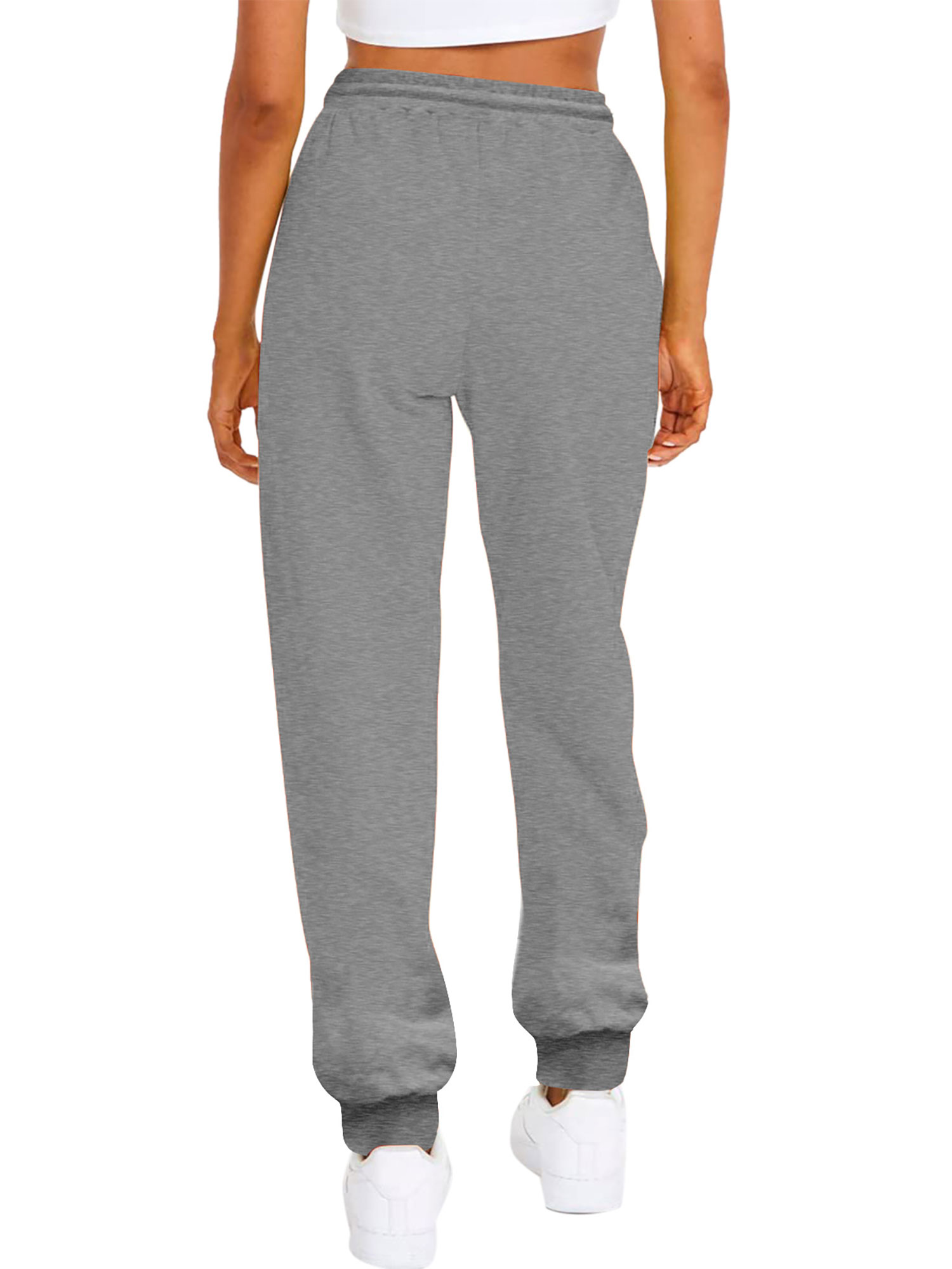 Innerwin Trousers Solid Color Ladies Bottoms Holiday Straight Leg Lounge Sweatpants Grey 3XL