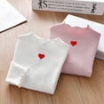 thumbnail image 4 of Girls Fall Shirts And Tops Baby Spring Heart Print Cotton Ruffle Long Sleeve Knitted Pullover White Casual Fall Tops for 6-7 Years, 4 of 4
