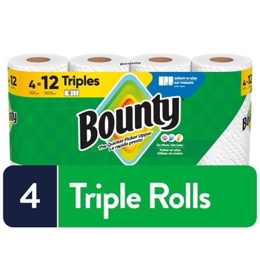 Bounty Paper Towels Select-A-Size White, 4 Triple Rolls, 123 Sheets Per Roll
