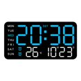 thumbnail image 2 of Grandes Horloges Murales Numériques Semaine Date Affichage de la Température Commande Vocale Tables LED Réveil 12/24 H Luminosité Réglable Horloge, 2 of 9