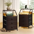 thumbnail image 1 of GUNAITO Nightstand with Charging Station & USB Ports End Table Set of 2 Modern End Table for Bedroom Living Room Rustic Brown, 1 of 12