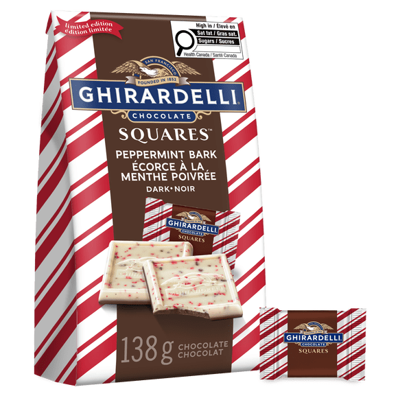 GHIRARDELLI Dark Chocolate Peppermint Bark Squares Bag, 138g