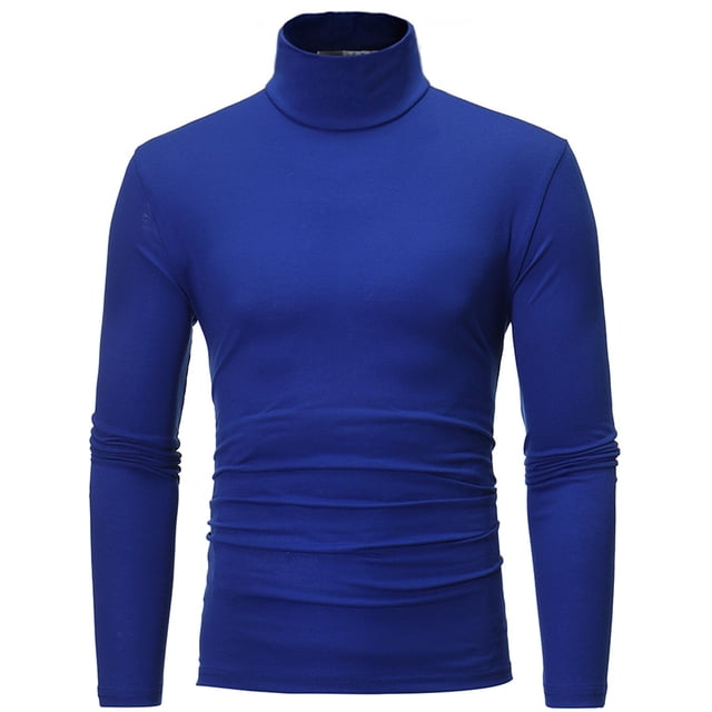 Chandails à Col Roulé pour Hommes à Manches Longues Col Roulé pour Hommes à Manches Longues Couleur Unie Extensible Coupe Ajustée Haut de Base Blouse
