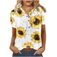 thumbnail image 1 of Cameland T-Shirt à Manches Courtes Décontracté d'Été pour Femmes, à Boutons, Col Rond, Chandail Blouse Hauts, 1 of 5