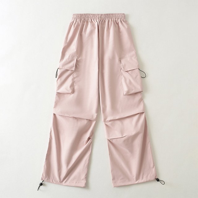 RKSTN Womens Pants Casual New Pants Design Sense Of Casual Sports Pants Drawstring Cargo Pants Wide-leg American Style Multiple Pockets High Waisted Soft Comfortable Straight Leg Pants