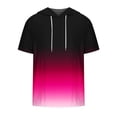 thumbnail image 3 of Besolor Mens Casual Hooded Tops Gradient Drawstring Short Sleeve Shirts Sports ness Pullover Summer Blouse, 3 of 4