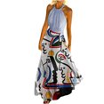 thumbnail image 2 of SMihono Robe Maxi Bohème d'Été pour Femmes Grande Taille Mode Décontractée d'Été Sans Manches à Col Rond Robe Imprimée à Col Licou à Fermeture Éclair Robe pour Femme Longue Plissée Robes Plage Évasée Robe d'Été, 2 of 8