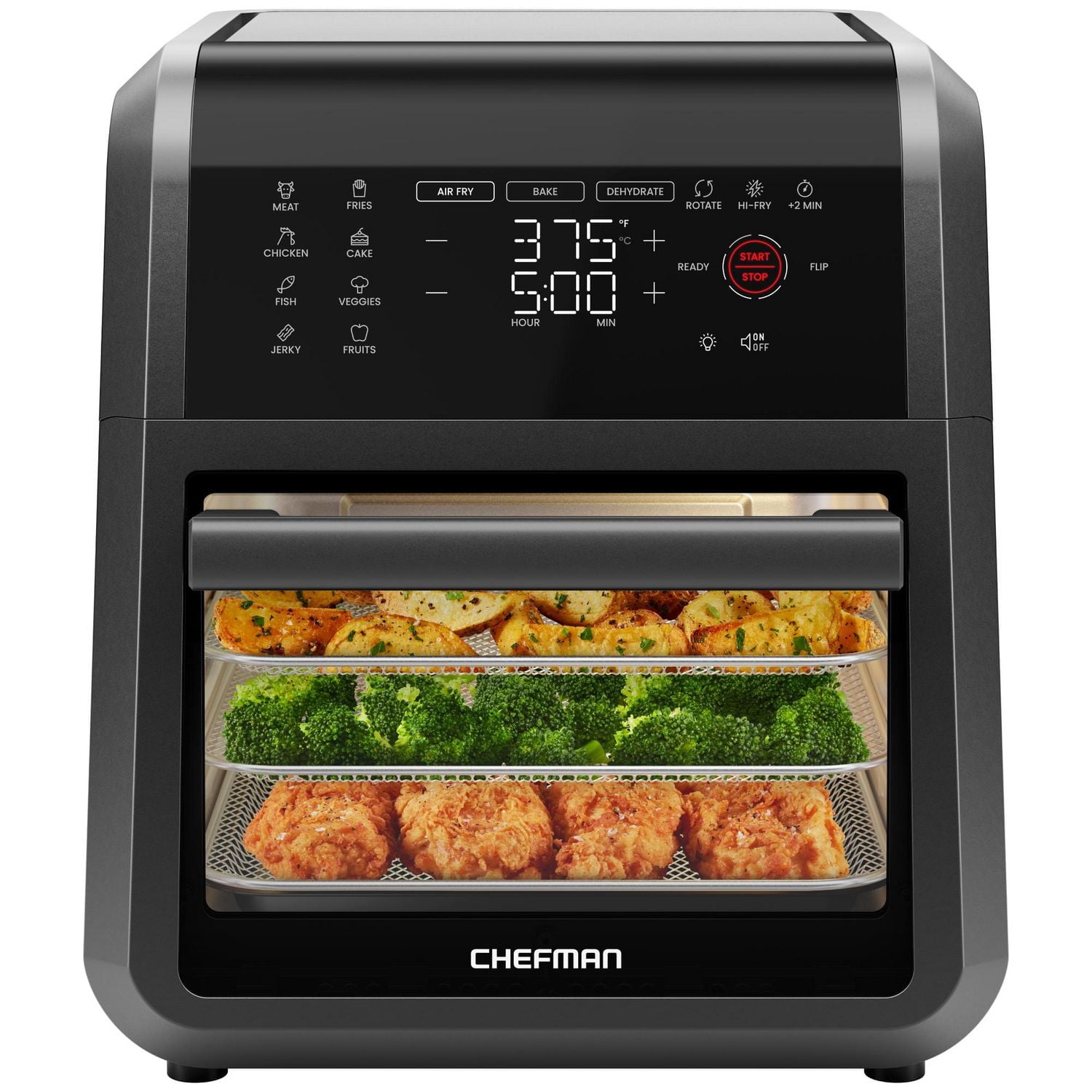 Chefman 6-in-1 Multifunctional Air Fryer Oven w/ 11.5L (12 Qt) Capacity, Digital Touchscreen - Black, New