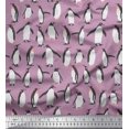 thumbnail image 1 of Soimoi Purple polyester Crepe Fabric Penguin Ocean Print Sewing Fabric Yard 42 Inch Wide, 1 of 3