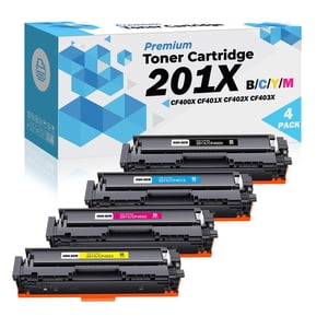 PrinterPro™ Compatible Replacement for HP 201X Toner Cartridge CF400X CF401X CF402X CF403X High Yield HP 201A CF400A CF401A CF402A CF403A - HP Color Laserjet Pro M252dw M252n MFP M277dw M277n (1 Set)
