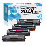 PrinterPro™ Compatible Replacement for HP 201X Toner Cartridge CF400X CF401X CF402X CF403X High Yield HP 201A CF400A CF401A CF402A CF403A - HP Color Laserjet Pro M252dw M252n MFP M277dw M277n (1 Set)