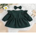 thumbnail image 3 of MesaSe Automne Bébé Filles Princesse Robe 2pcs Volant à Manches Longues Bouton Velours Côtelé une Ligne Robe Bandeau Vin Rouge 2-3 Ans, 3 of 9