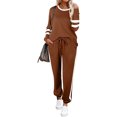 thumbnail image 2 of Innerwin Jogger Set Long Sleeve Ladies Sweatsuits Jogging Pullover Loungewear Two Piece Outfit Brown L, 2 of 7