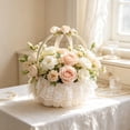 thumbnail image 1 of Faux Rattan Weave Flower Basket with Handle for Floral Display and Home Storage Decor, 1 of 6