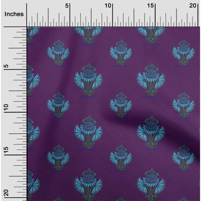 oneOone Viscose Jersey Fabric Floral Block Print Fabric By Yard 60 Inch Wide