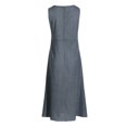 thumbnail image 4 of HKEJIAOI Robes Décontractées pour Femmes Offres Liquidation Robe d'Anniversaire Femme Décontractée à Rayures Imprimées Robe Sans Manches Col Rond Lin Poche Longue Robe Bleu Marine, 4 of 9