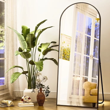 BEAUTYPEAK 64"x21" Full Length Mirror Arched Standing Floor Mirror Full Body Mirror, Black