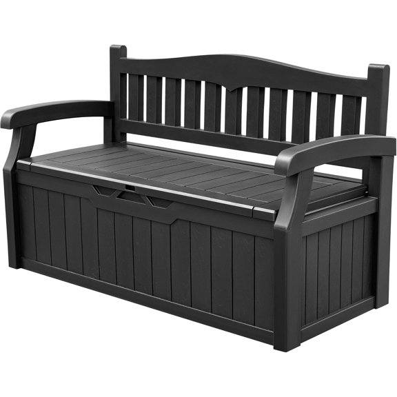 Homall 80 Gallon Storage Bench Outdoor Indoor, Durable All-Weather Seating with Hidden Storage, Lockable Deck Box for Garden, Patio, Poolside，Black