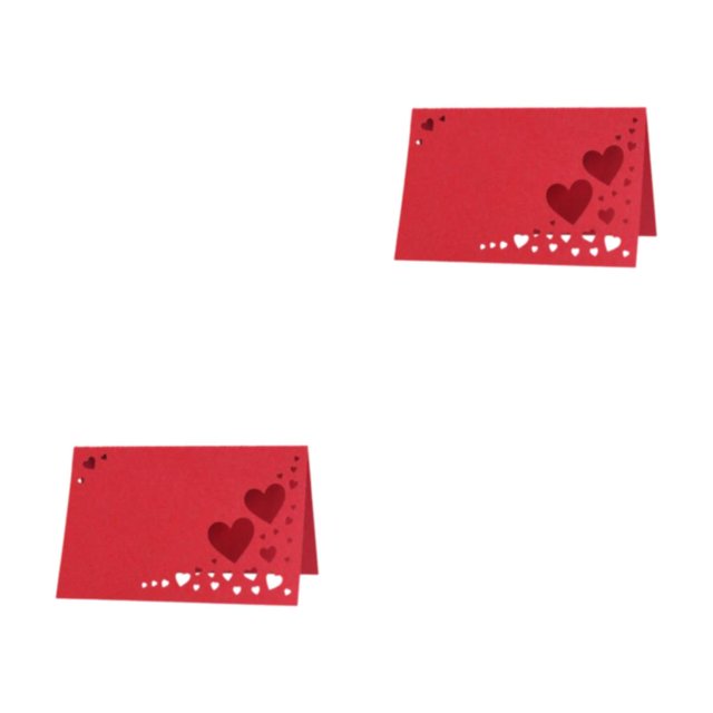 Redempat 1/2/3/5 50pcs Add Touch Of Sophistication With Heart Hollow Table Namecards Empty red 2PCS