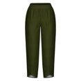 thumbnail image 4 of Timegard Plus Size Pants for Women Elastic Waist Solid Color Comfy Fall Casual Crop Pants with Pockets, 4 of 5