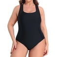 thumbnail image 1 of Charmo Plus Size Side Spliced One Piece Sport Swimsuit for Womens Racerback Athletic Bathing Suit, 1 of 7