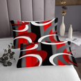thumbnail image 3 of Erosebridal Red Gray Black White Coverlet Set Twin, Geometric Stripes Bedding Set, Modern Room Decor 2pcs, 3 of 5