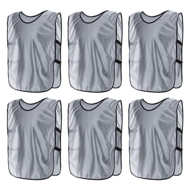 Unique Bargains Gilet d'Entraînement de Mêlée 27x18 Pieds Maillot de Soccer Équipe de Sport Chasubles, Gris Lot de 6