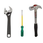 Hand Tools, Hand Tools Kit For Home Use, Hand Tools Set, Tools Combo With 10" Adjustable Wrench, Claw Hammer & 2-In-1 Screwdriver | Durable & Long-Lasting Tools, Alloy Steel Accessories
